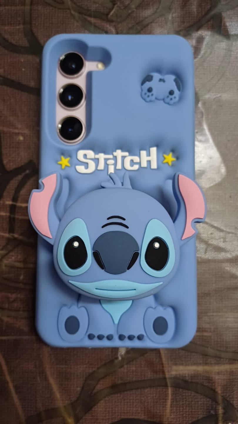 Customer photo review of 3D Stitch iPhone Samsung Attached Phone Holder Stand Rubber Silicone Case