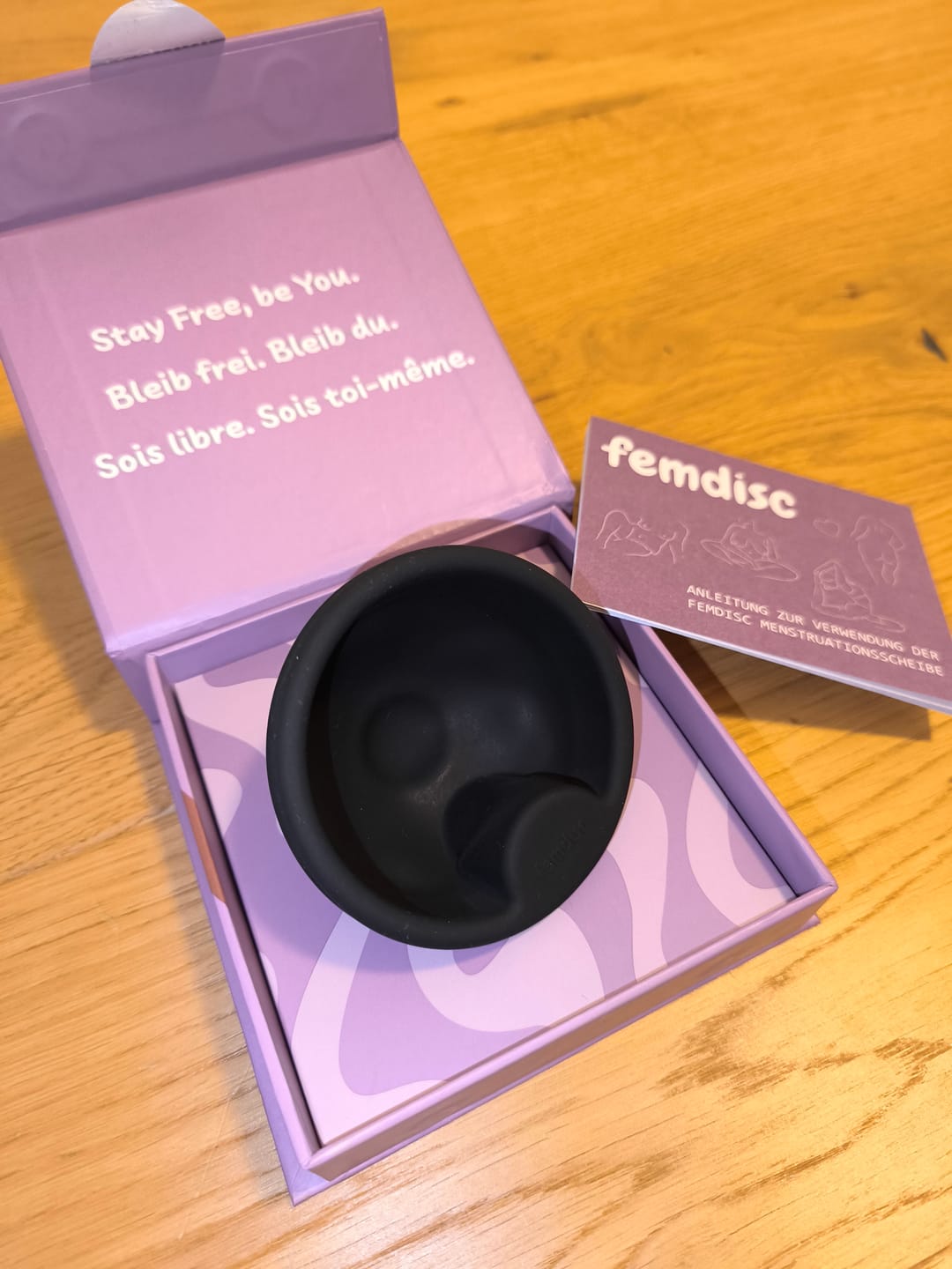 Customer photo review of femdisc Menstruationsscheibe mit Lasche
