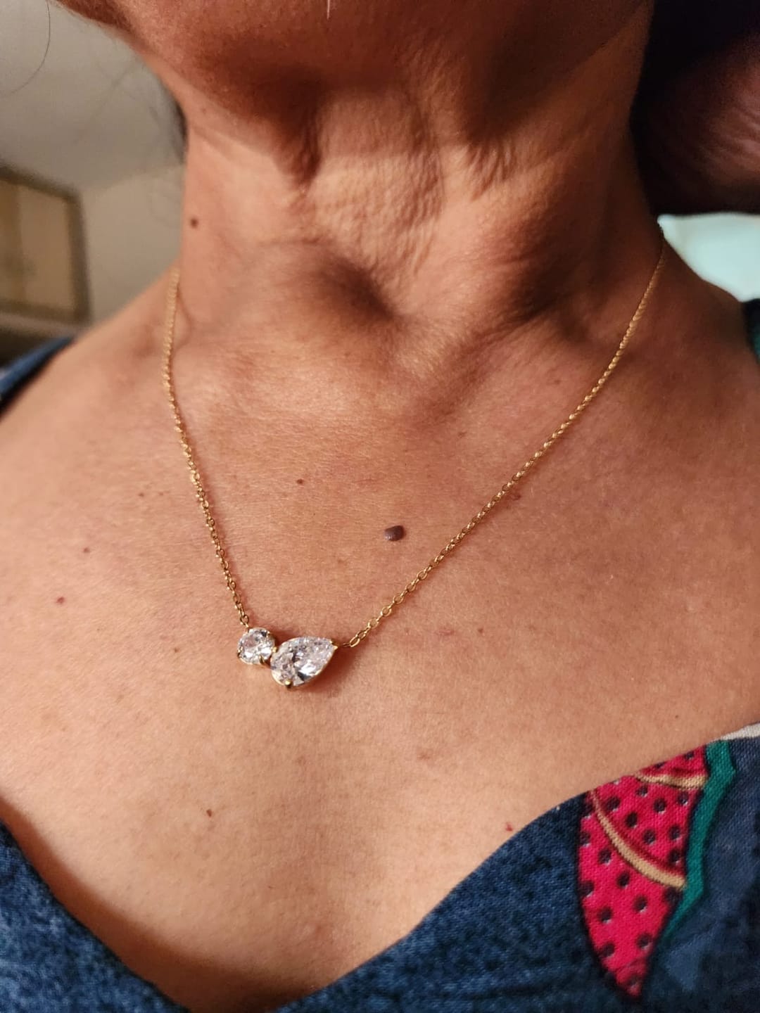 Customer photo review of Sparkling Hearts Gold Necklace