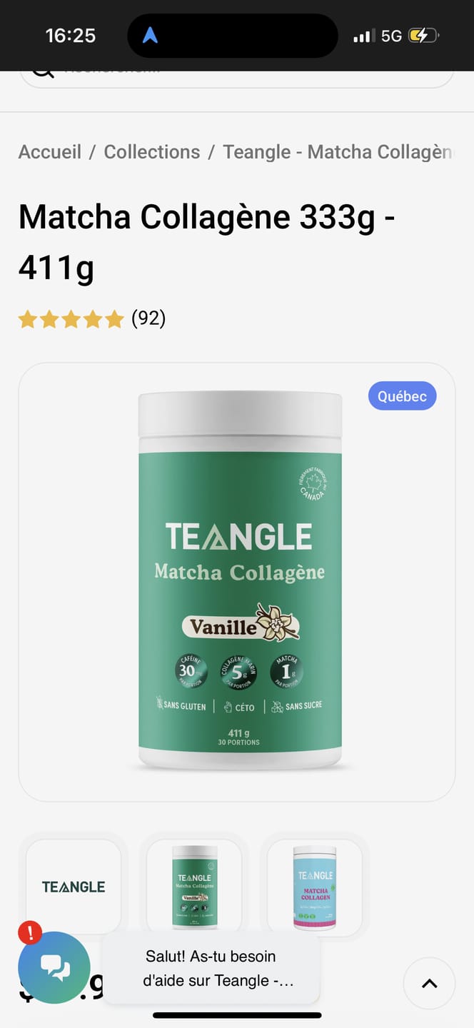 Customer photo review of Teangle - Matcha Collagène - 333g-411g