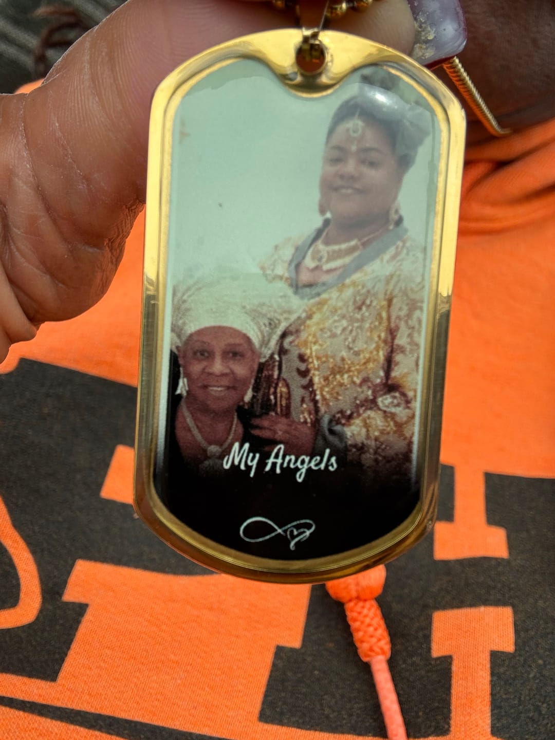 Customer photo review of Custom Name Photo Dog Tag Memorial Necklace