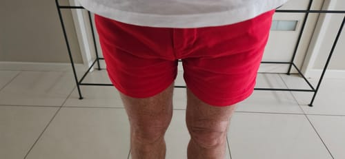 Customer photo review of Ultra-Stretch 5" Chino Shorts - Cherry Red