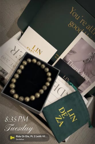 Customer photo review of Pyrite beaded bracelet