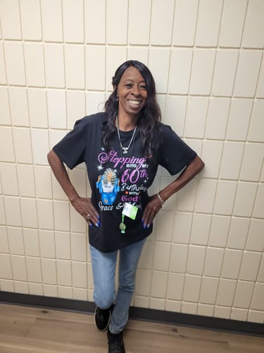 Customer photo review of 60th Birthday Purple Letters