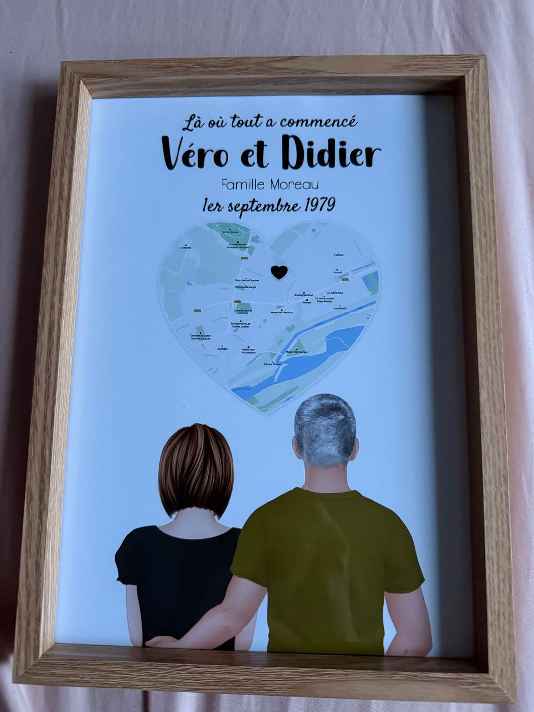 Customer photo review of Affiche Personnalisée - Couple Lieu Première Rencontre - Homme et Femme