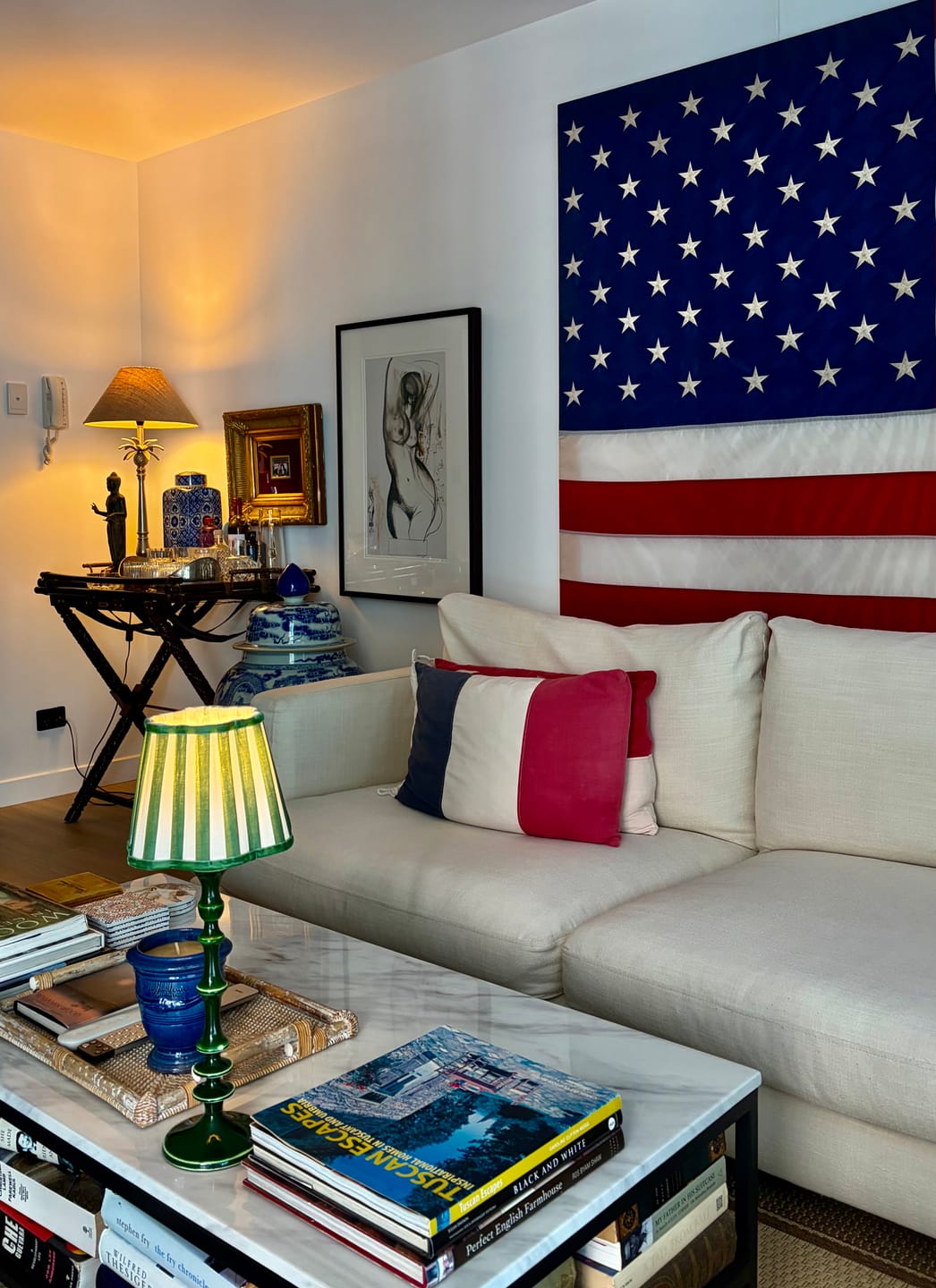 Customer photo review of Green Stripe Scallop Lamp Shade & Verdant Green Base - Table Lamp