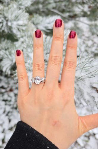 Customer photo review of Flower 3-Stone 2.5ct CZ Ring in Sterling Silver