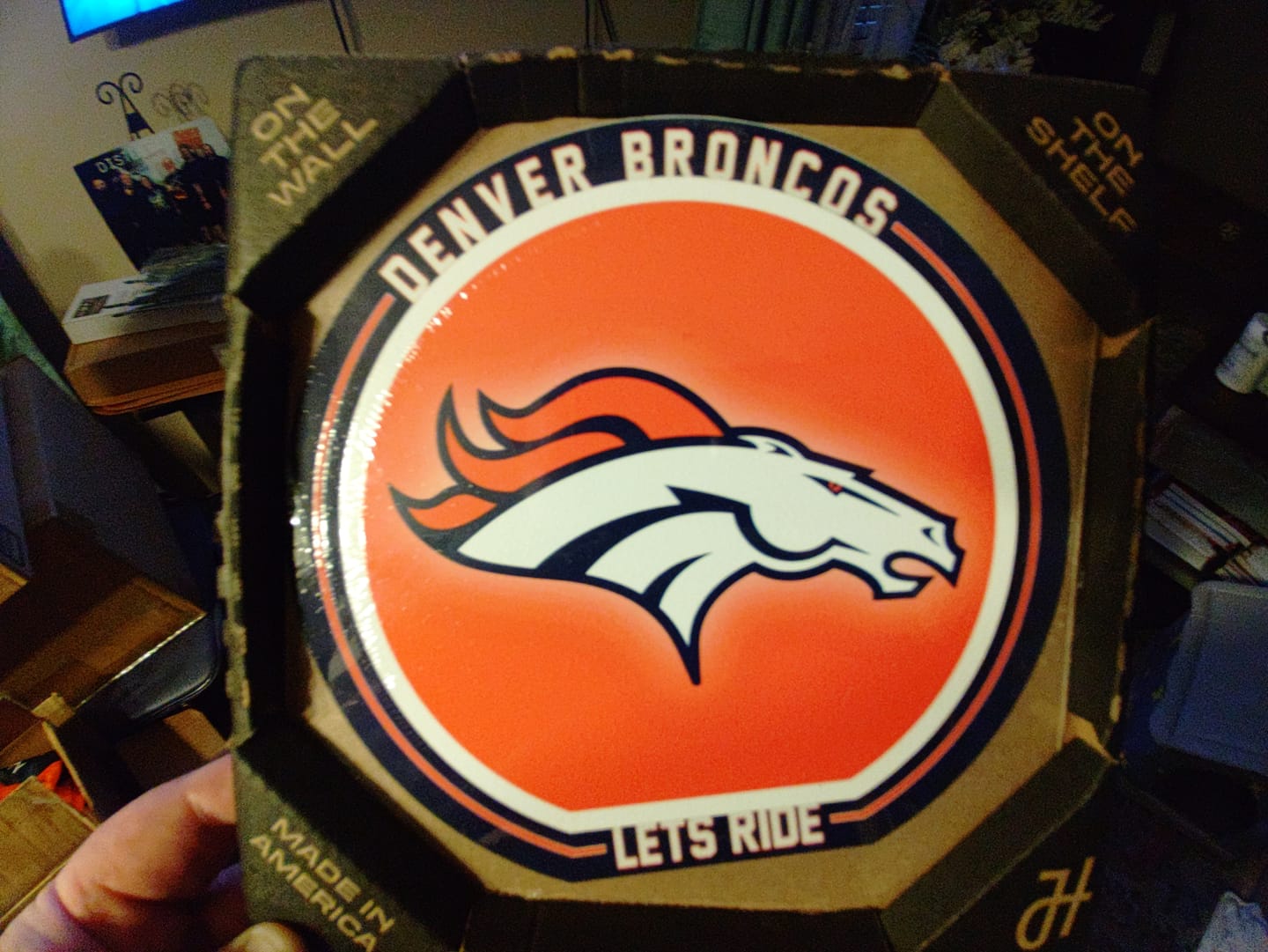 Customer photo review of Denver Broncos "Double Play" On the Shelf or on the Wall Art