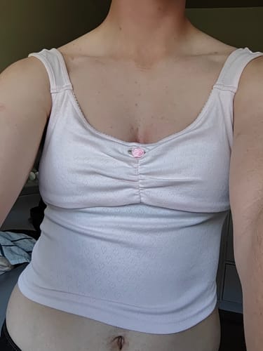 Customer photo review of Rose Buds Cotton Crop Tank Top (Baby Pink)
