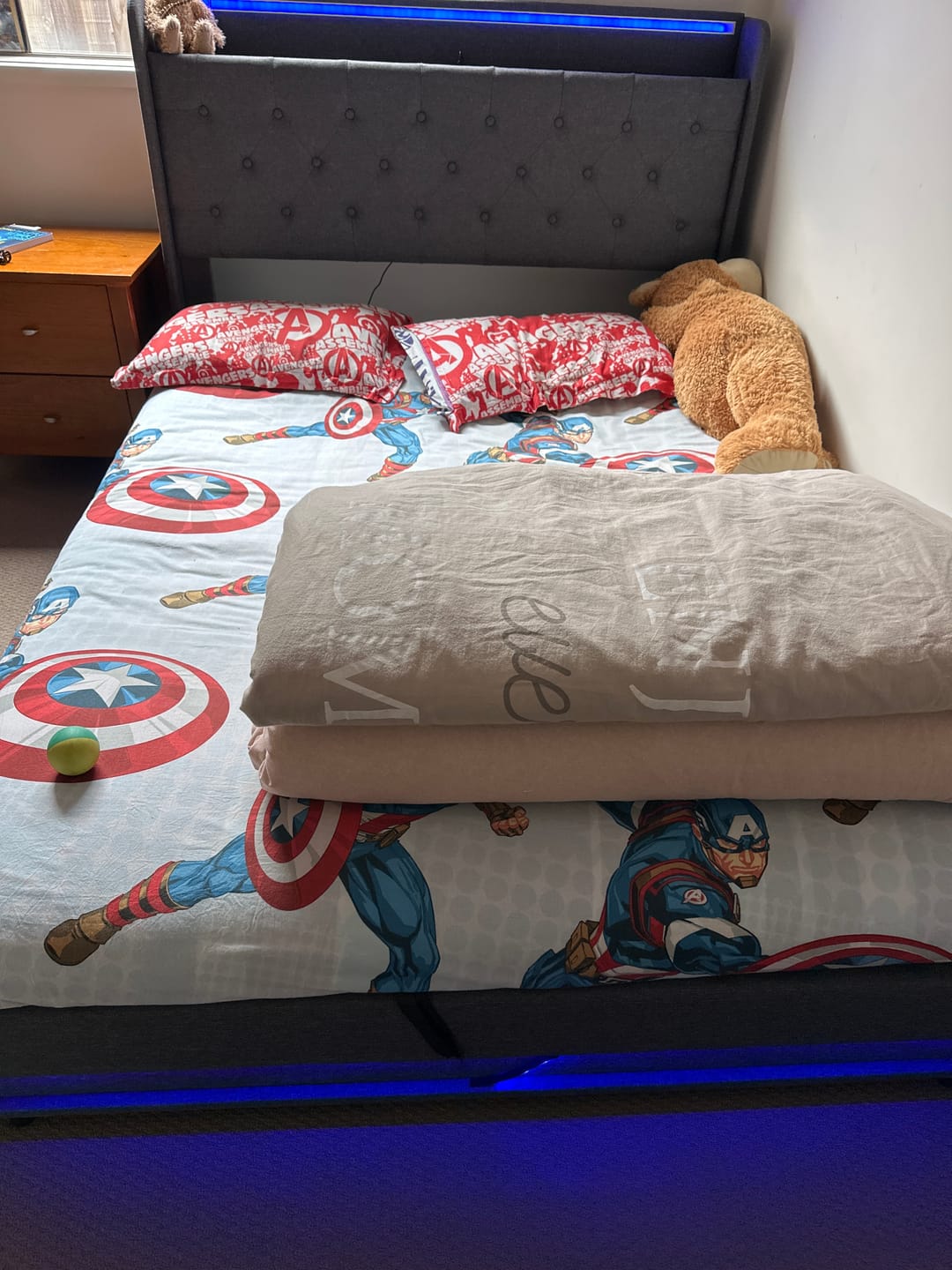 Customer photo review of Double LED Bed Frame with Gas Lift & USB Ports