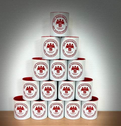 Customer photo review of TassenExpress - Becher Keramik Tasse mit Logo bedruckt 325ml Firmenlogo