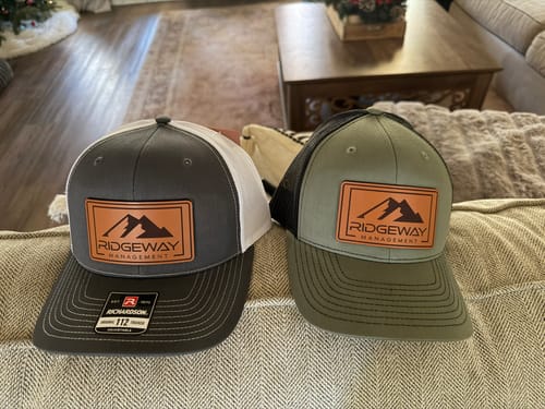 Customer photo review of Richardson 112 Genuine Leather Patch Hats Laser Engraved