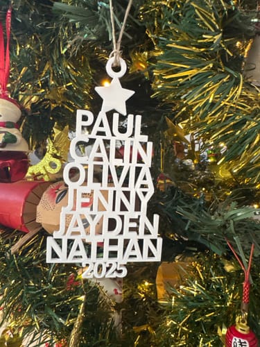 Customer photo review of Personalised Christmas Tree Ornament
