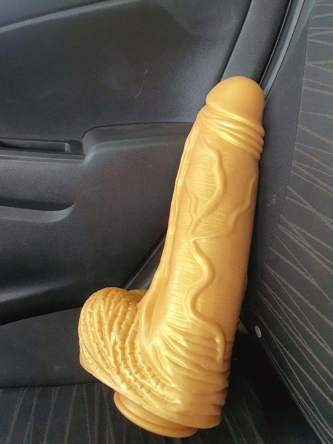 Customer photo review of Gold Titan XL Realistic Dildo – 15.3” Silicone Giant with Suction Base
