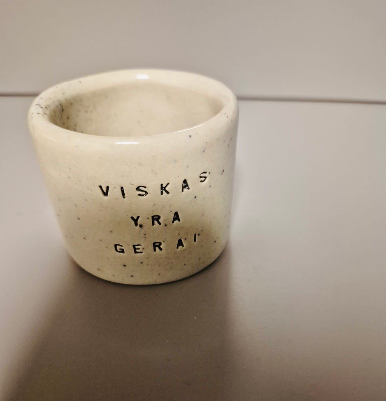 Customer photo review of Small mug without handle VISKAS YRA GERAI