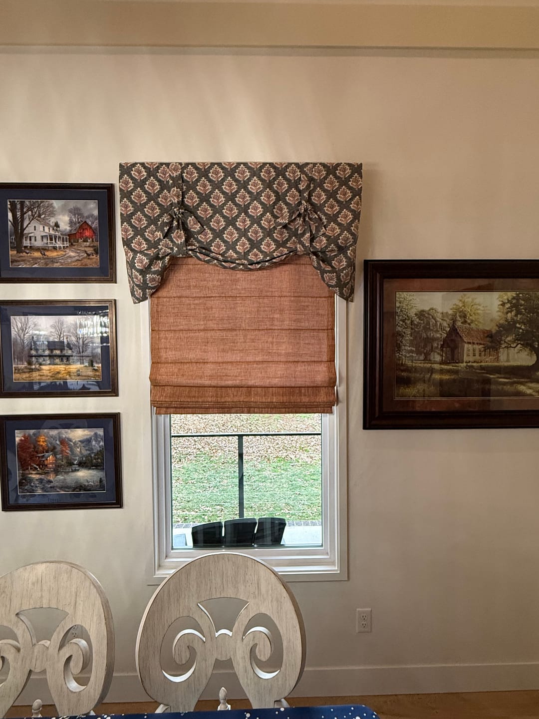 Customer photo review of Tie-up Valance in Carter Clay Block Print Botanical Design- Small Scale