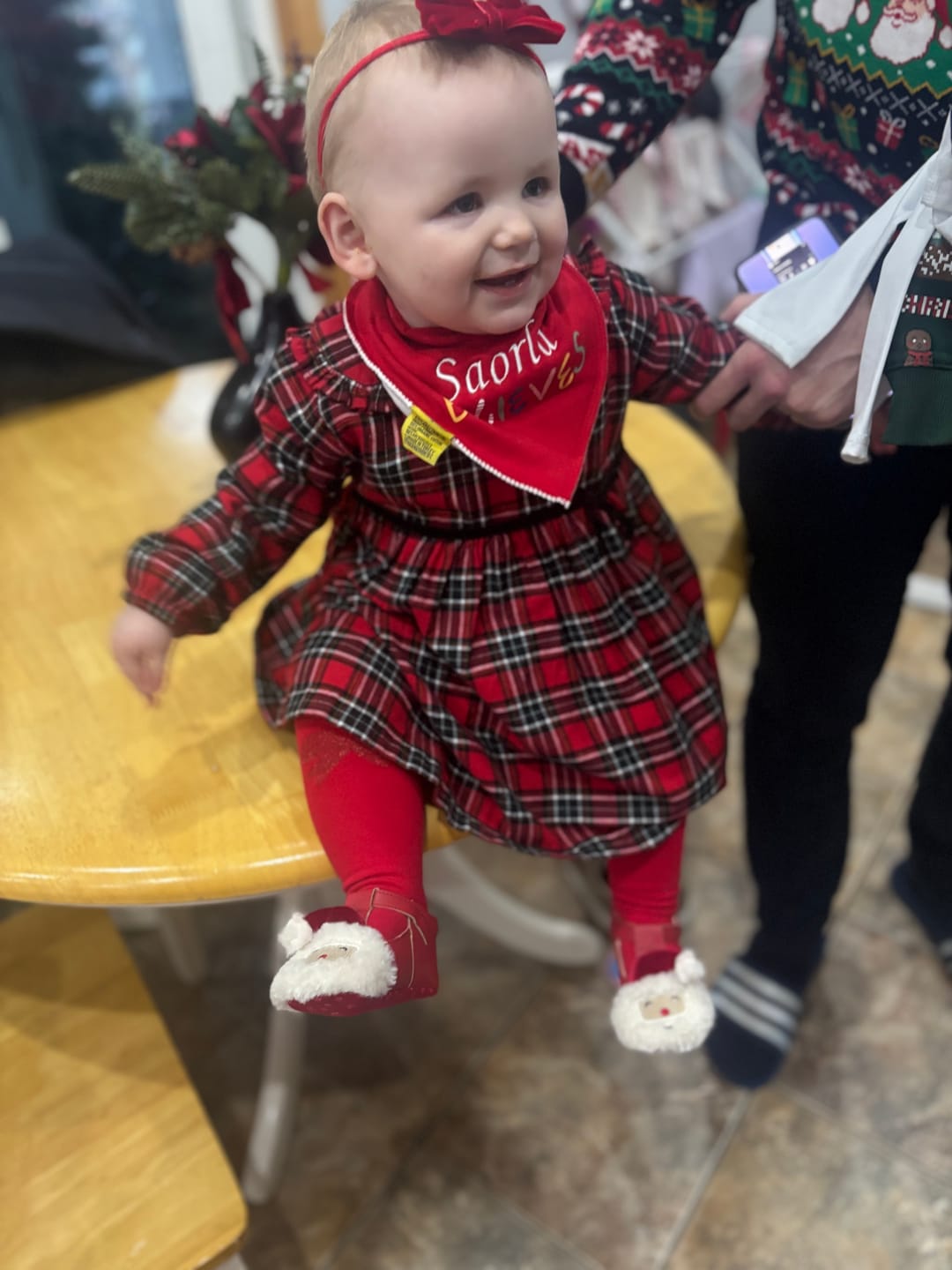 Customer photo review of Personalised "believes" organic cotton DribbleBoo bandana bib