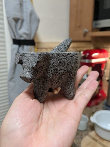 Customer photo review of Mini Pig Molcajete - Authentic Mexican Stone Mortar & Pestle