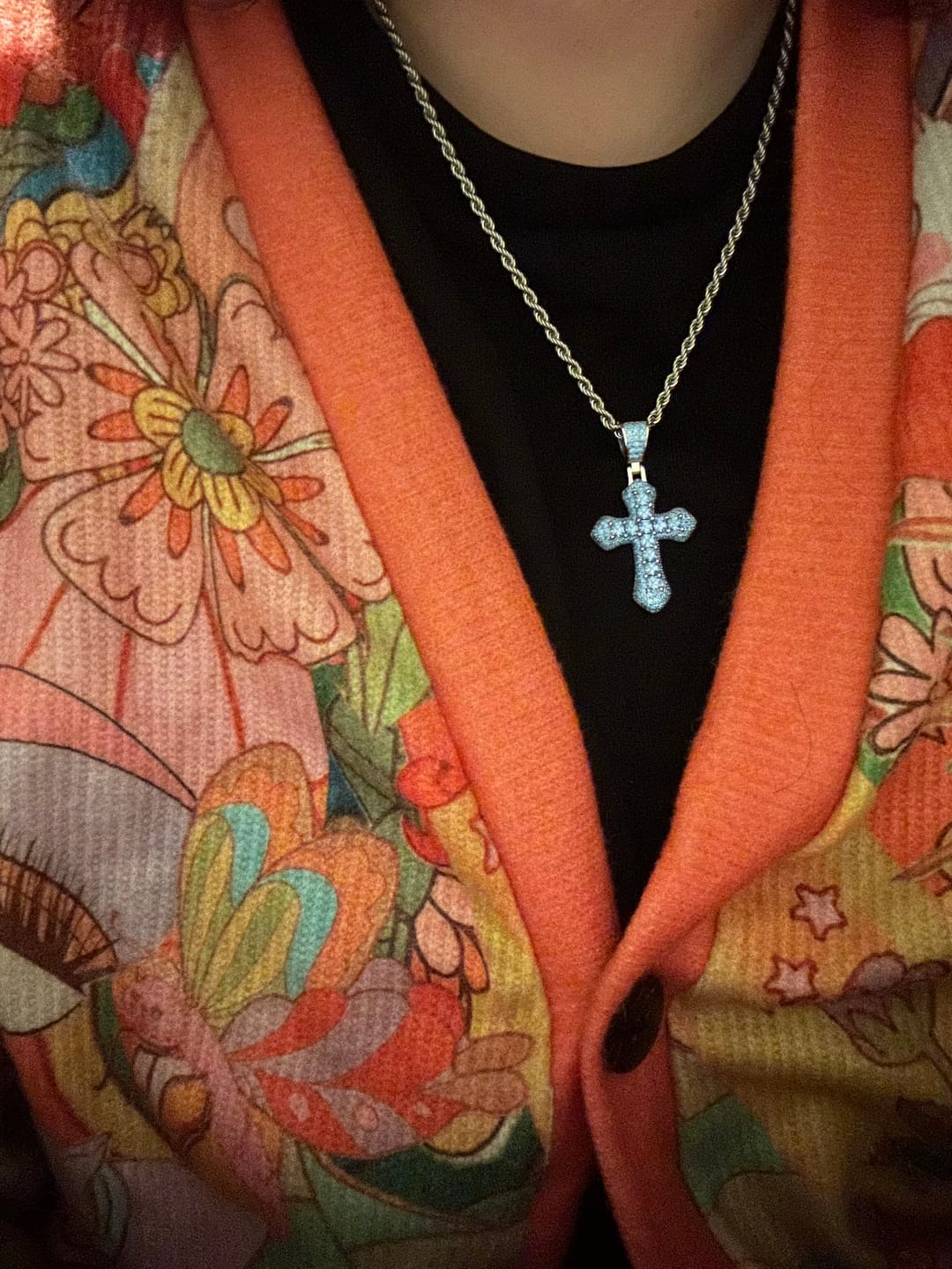 Customer photo review of BLUE CROSS PENDANT.