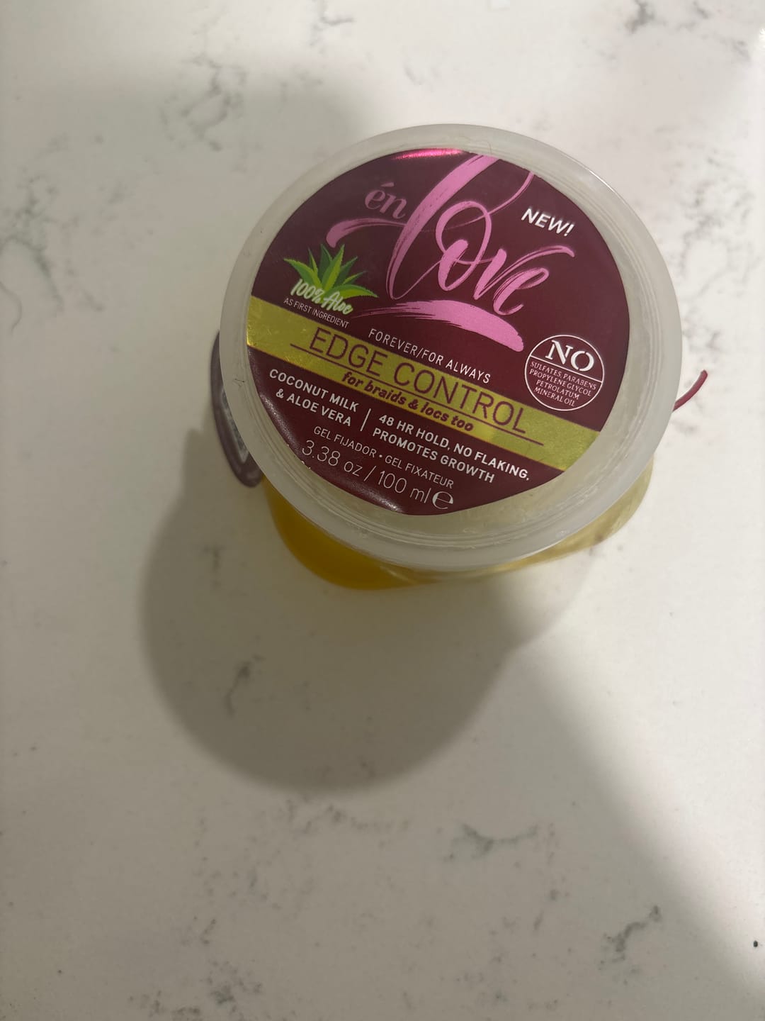 Customer photo review of Coconut Milk & Aloe Vera Forever For Always Edge Control
