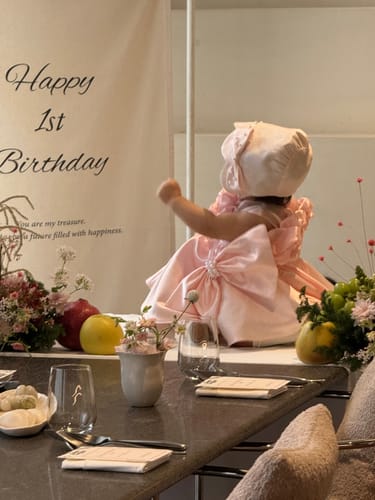 Customer photo review of Special Occasion Dress Pink Pearl Dress First Birthday Dress Toddler Party Dress