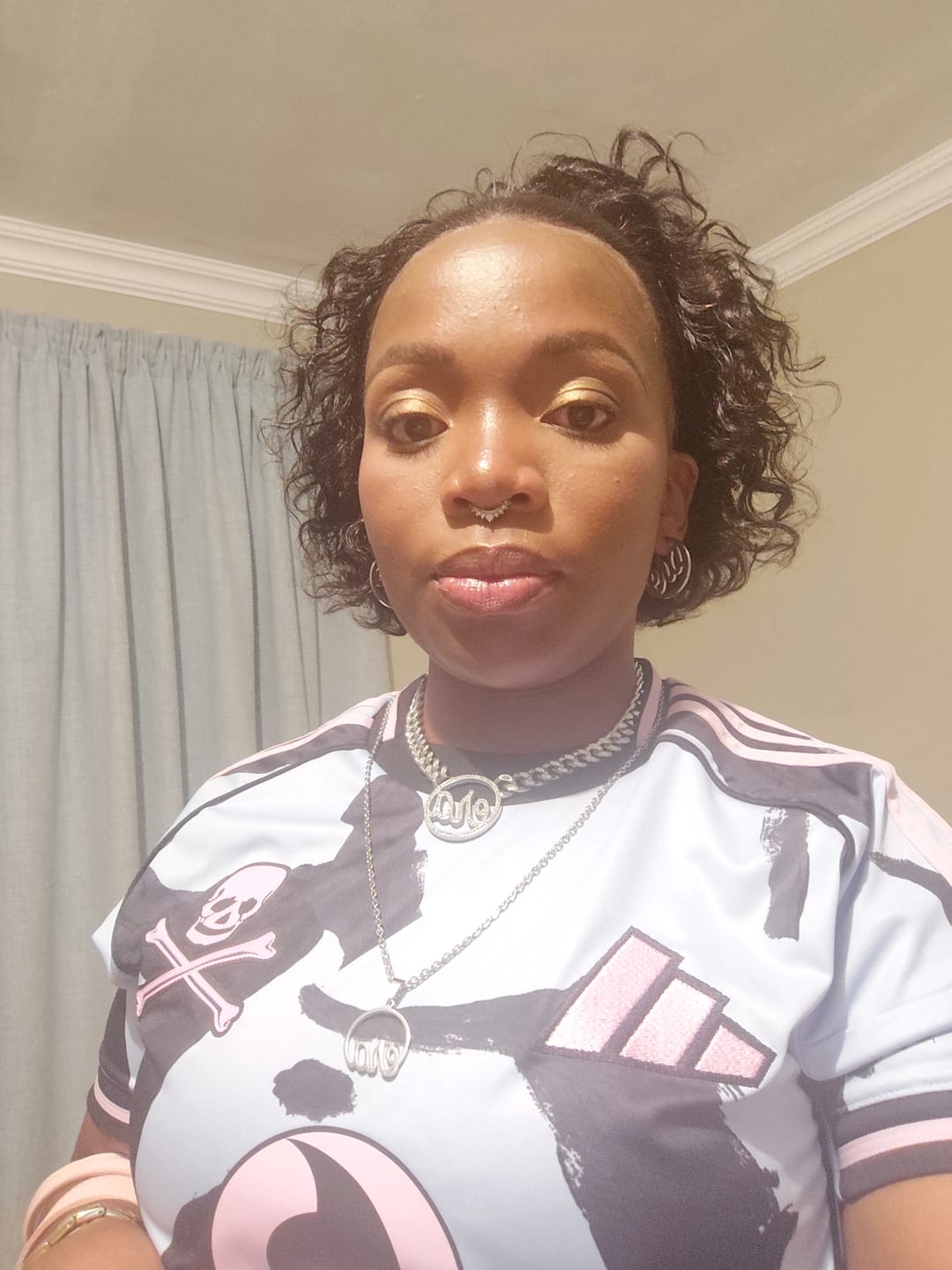 Customer photo review of Silver Luxe Mini Logo Hoops