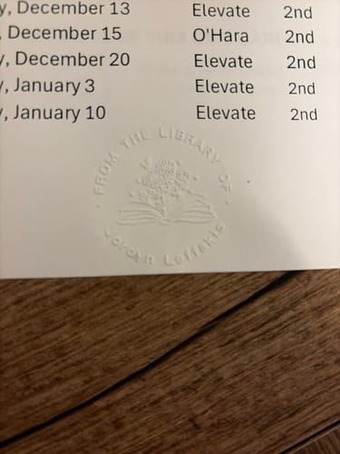 Customer photo review of Custom Book Embosser