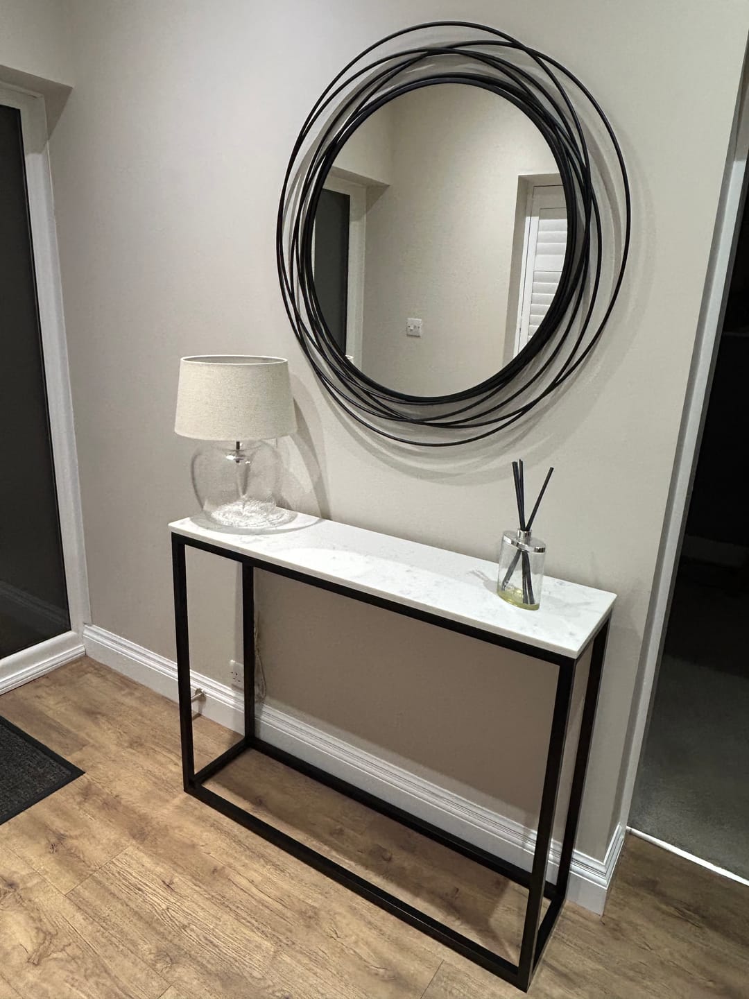 Customer photo review of Luna Marble Metal Console Table