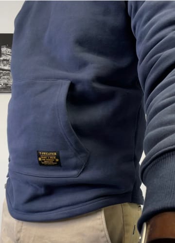 Customer photo review of Heavyweight Crewneck Sweatshirt with Suede Elbow Patches and Loop-Back Lining