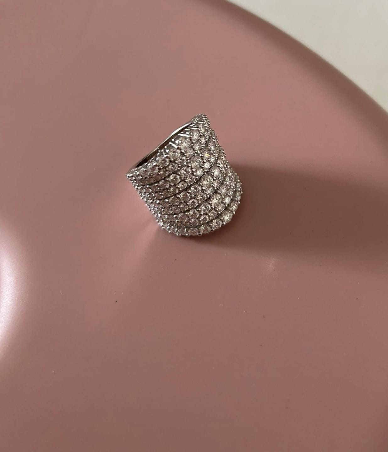 Customer photo review of Dazzling 925 Sterling Silver Pave Round Cut Wide Band Wedding Ring