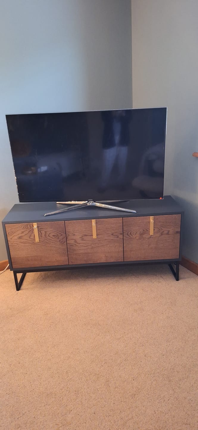 Customer photo review of Dark Oak TV Stand, Coya