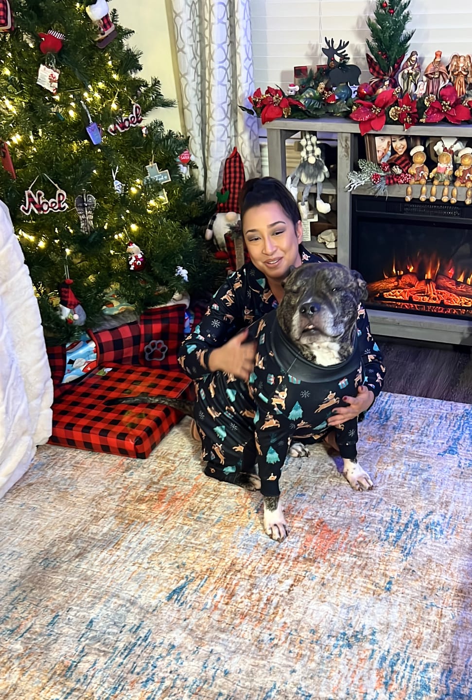 Customer photo review of Dog Christmas Pajama - Reindeers
