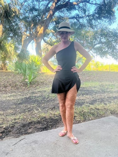 Customer photo review of Ailovesexy - Women One Piece Swim Dress One Shoulder Swimsuit with Skirt
