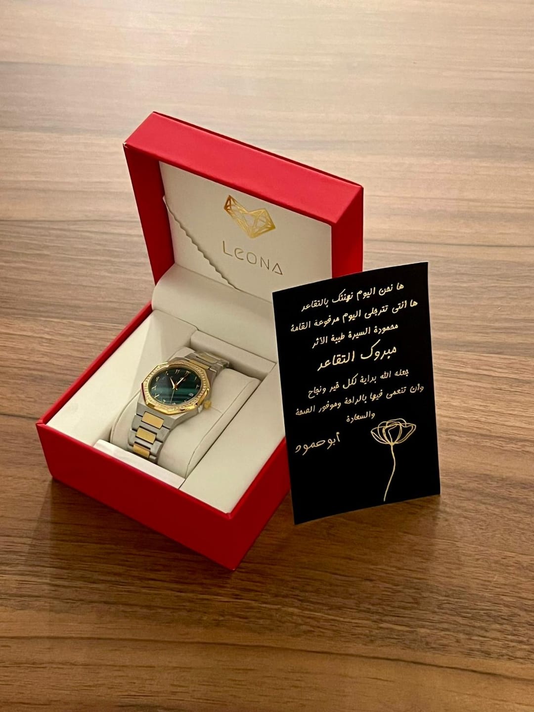 Customer photo review of Marquise (Malachite Green) – Full Steel, Japanese Movement, Waterproof, Gold Plated