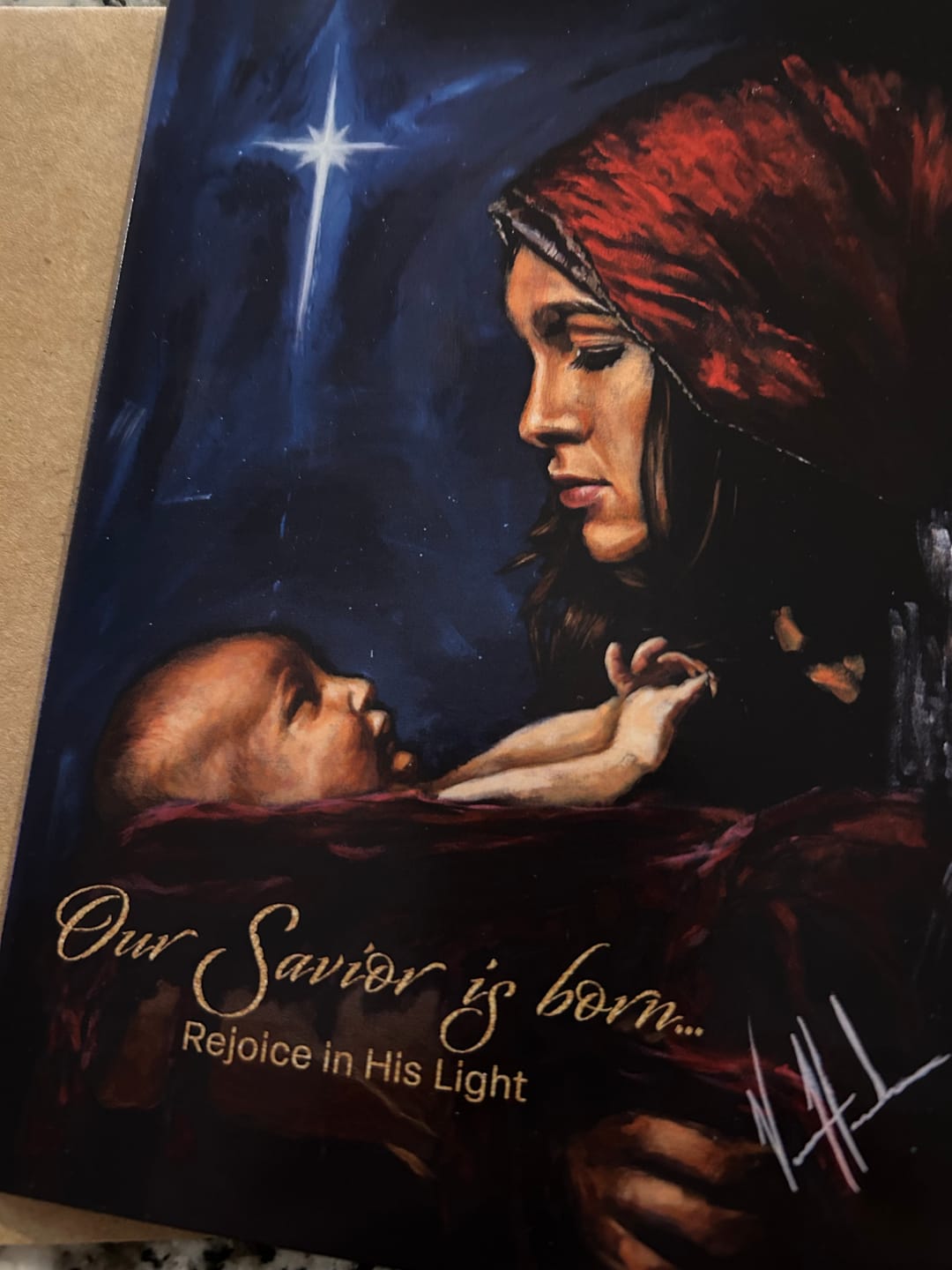 Customer photo review of 'A Savior is Born' Greeting Card