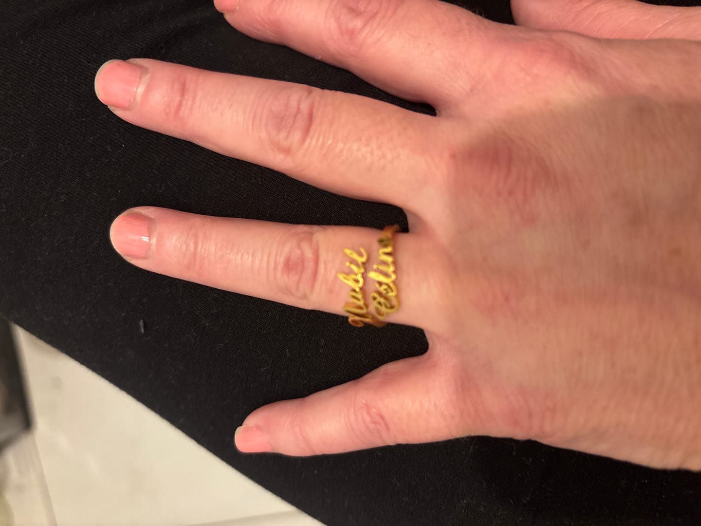 Customer photo review of Personalized Ring with Two Names