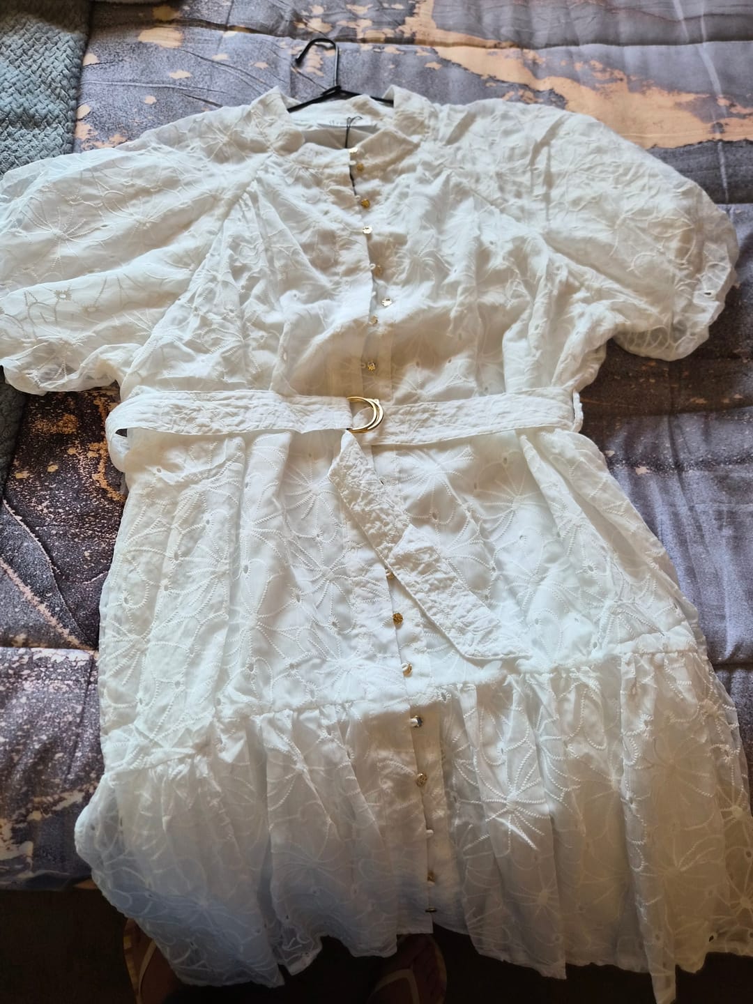 Customer photo review of Love Letter Dress in White Floral Broderie