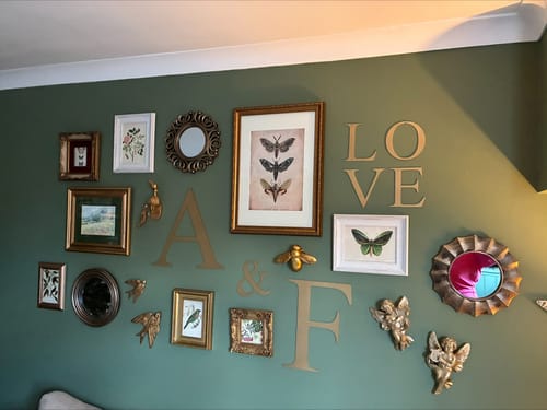 Customer photo review of Distressed Gold 5" or 12" Classic Metal Letters, A-Z, 0-9