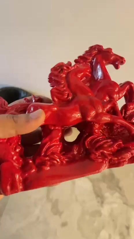 Customer photo review of Two Red Running Horses Statue in Premium Quality Decorative Showpiece Resin Article for Home and Office Decor by Vastu Mandir