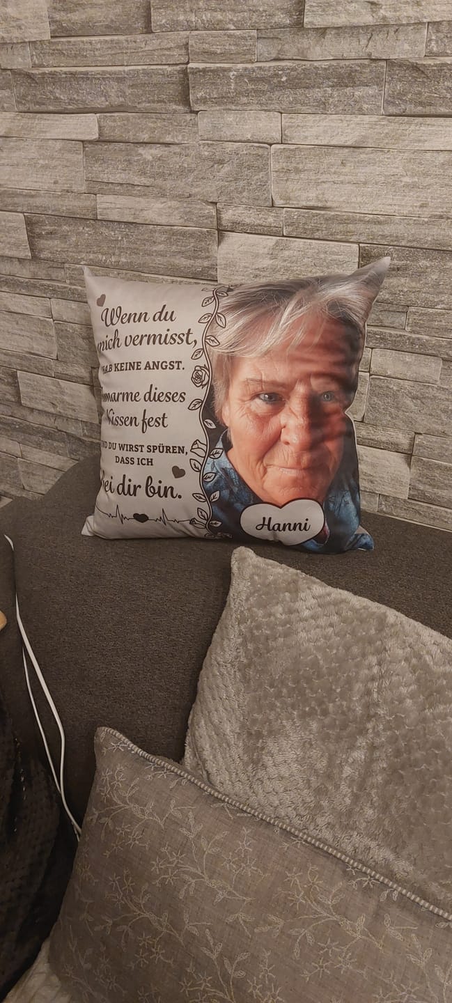 Customer photo review of Wenn du mich vermisst - Personalisiertes Kissen