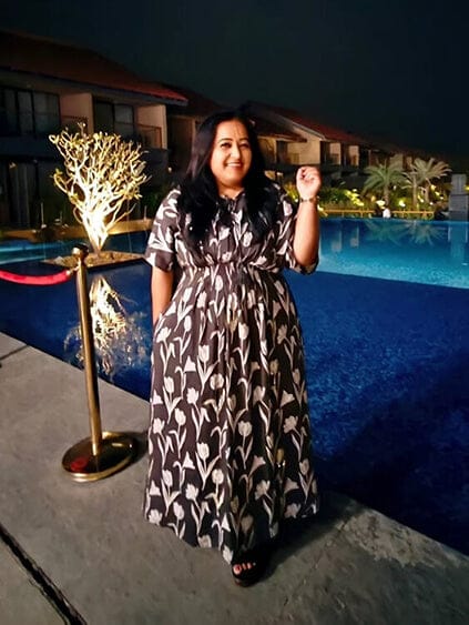 Customer photo review of Elara Maxi Dress