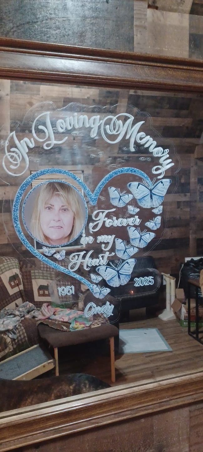Customer photo review of In Loving Memory Sparkling Heart Memorial Butterflies Personalized Decal