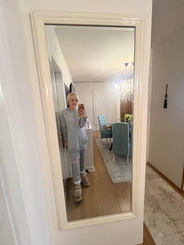 Customer photo review of Asymmetric Grey & Orange Sweatsuit Set