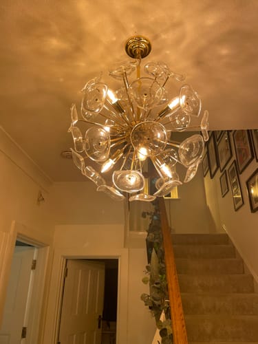 Customer photo review of 8-Light Glass Sunburst Sputnik Chandelier