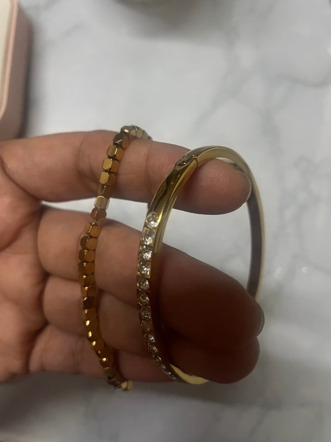 Customer photo review of Gold Cube Chain Bracelet