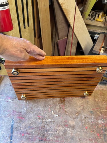 Customer photo review of Premium Cutting Board Feet - Brass/Stainless Steel