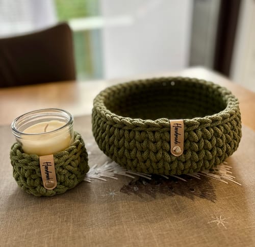 Customer photo review of Label-Set "Handmade" - Creme - CS0016 - für Häkelkörbe etc.