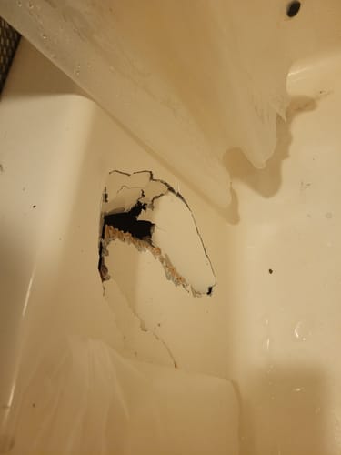 Customer photo review of Large Wall Damage - Tub and Shower Repair Kit