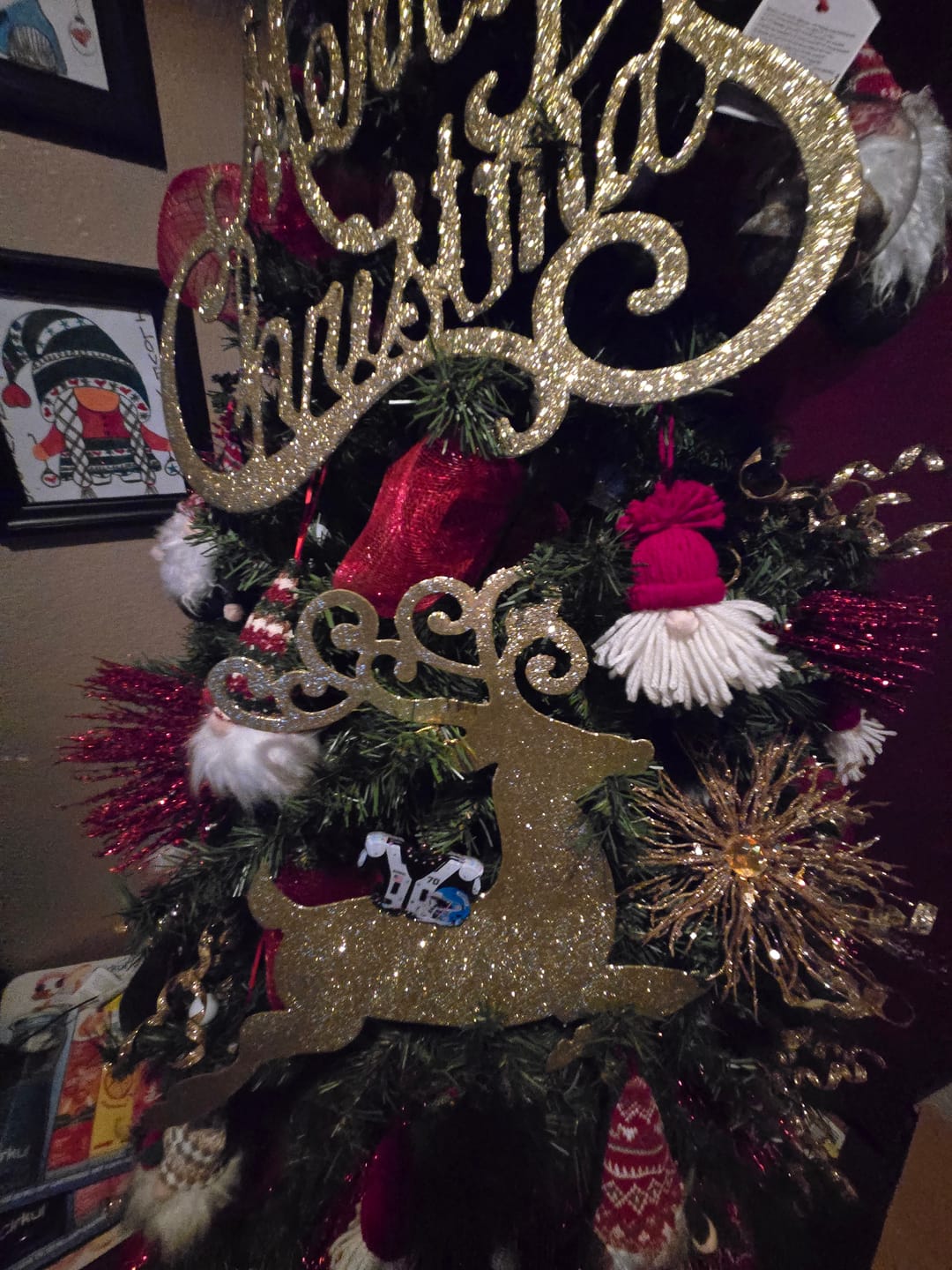 Customer photo review of American Football Shoulder Pads and Helmet Personalized Ornament