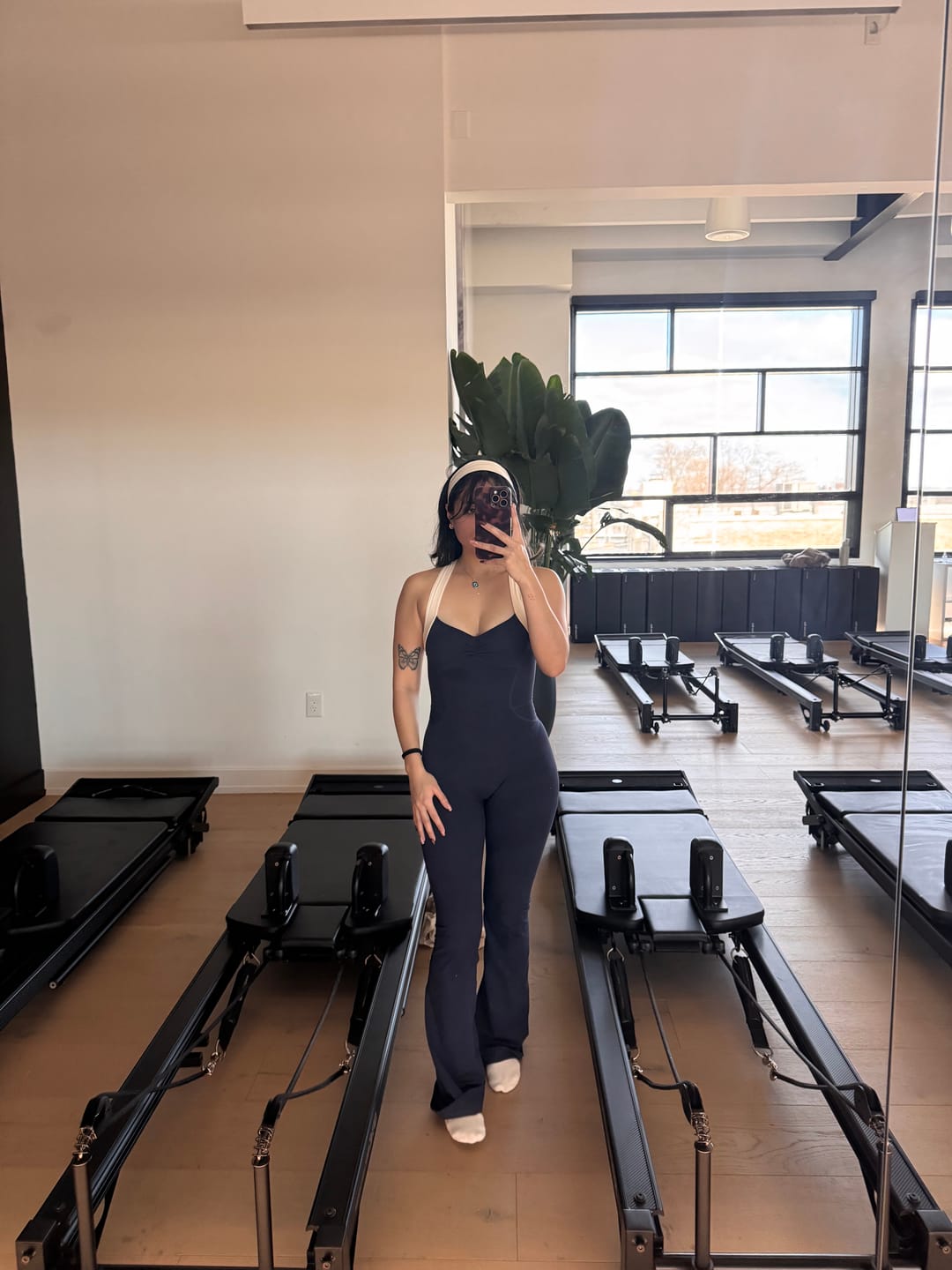 Customer photo review of The Sculpt Onesie / Navy-Cream